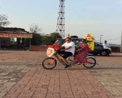 He enjoys cycling and other sports to keep the child inside alive.